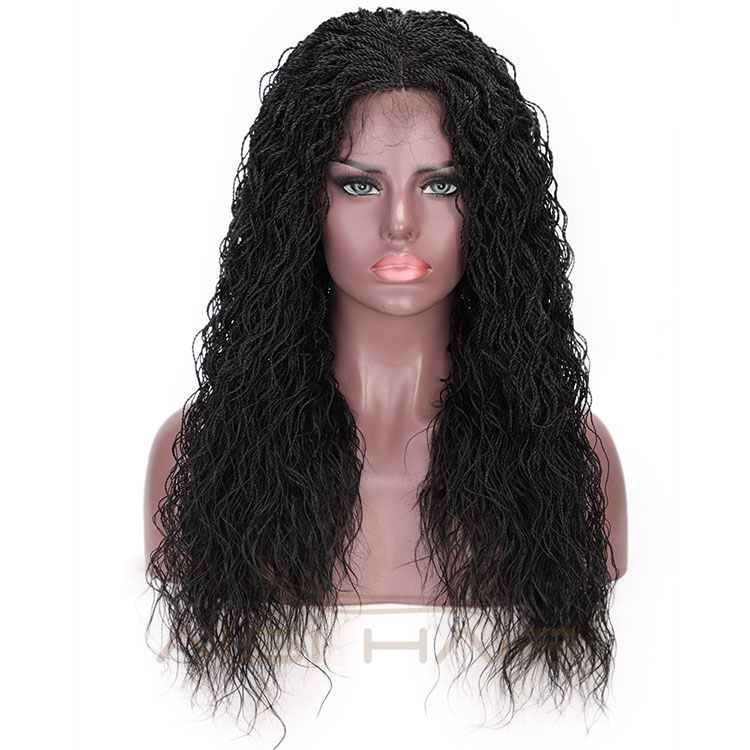 Aisi Hair Lace Front Senegalese Twist Braided Long Wavy Wigs Synthetic Middle Part Lace Front Long Braided Wigs