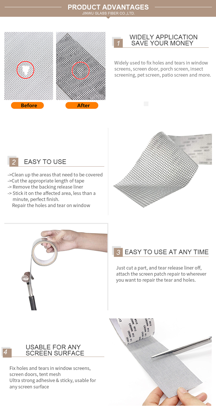 2m Length 50mm Width  in a roll quality Door And Window Screen Repair Tape