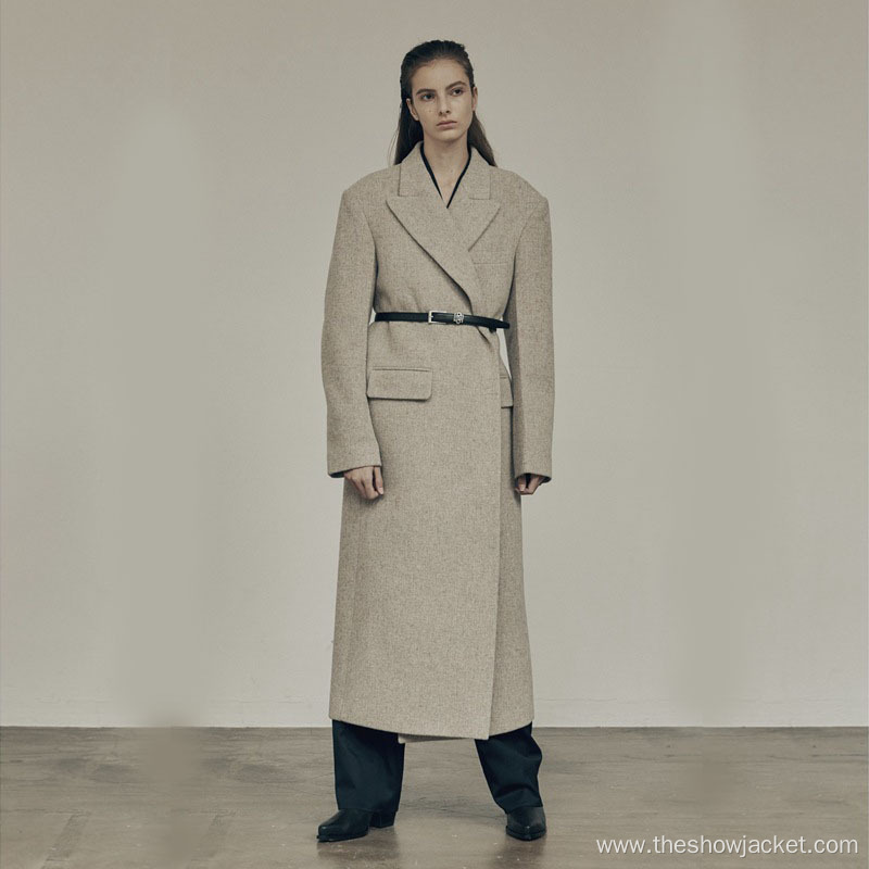 Custom Women Minimalism Pure Color Long Trench Coat