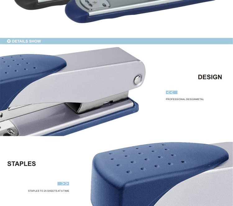 Standard Stapler Type and Manual Power High Quality 25 sheets Office Cool silver Metal Stapler