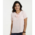 Solidna Bowknot Eyelet na kołnierzu Topy T-Shirt