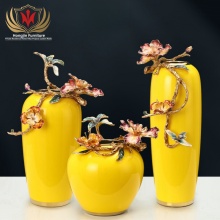 HJ HOME Ceramic Yellow Vase: Modern Tabletop Décor for Living Rooms and Offices