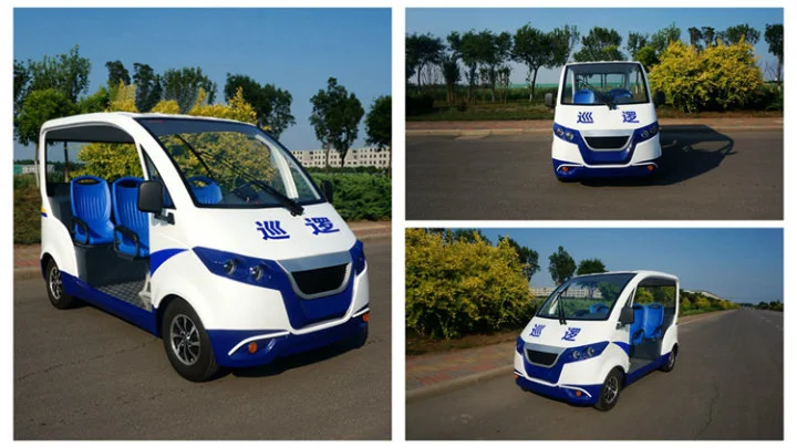 High Quality 4 Seater Electric Closed Style Street Laminated Glass Small Police Patrol Car with Ce SGS Certificate