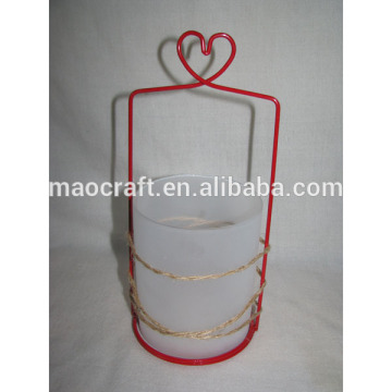 glass candle holder with iron stand