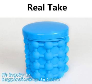 Silicone Ice Cube Maker Genie, Ice Genie 2PC Silicone Molds Ice Bucket /Ice Cube Maker Genie Set