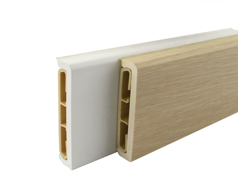 F55-A, High quality pvc vinyl wall polystyrene baseboard trim 55mm pvc skirting board moulding