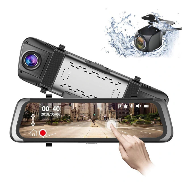 9.66full Touch Screen Dash Cam 1080P Rear View Mirror Car Camera with Night Vision