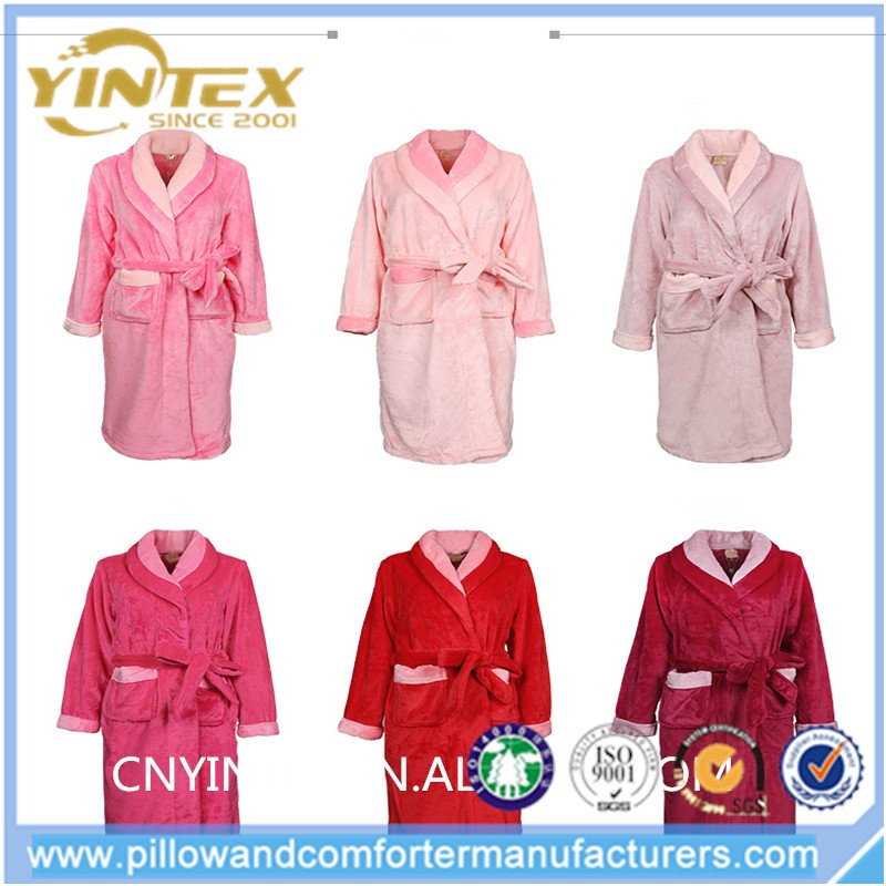 100% Microfiber Kimono Coral Fleece Flannel Velour Bathrobe