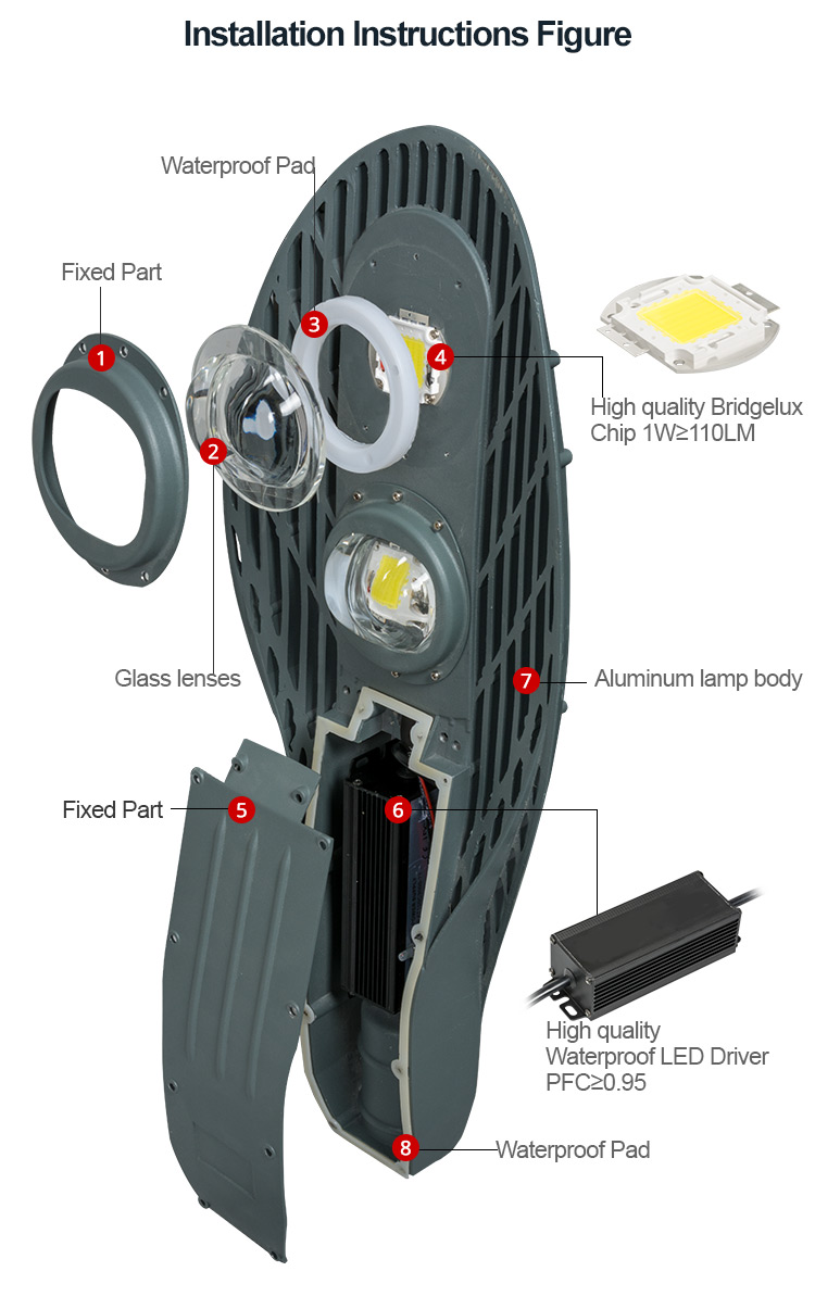 100w COB Aluminum Housing Outdoor led street light