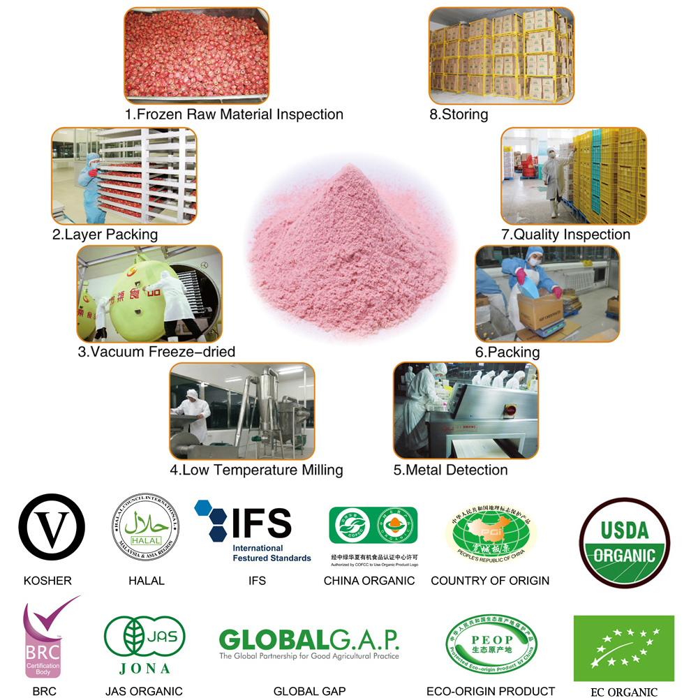 Freeze-dried Hawthorn Berry Organic Powder Dried FD, Low Temperature Vacuum Dehydrated Sour from CN;HEB 80--100 2.5 Kg 5%