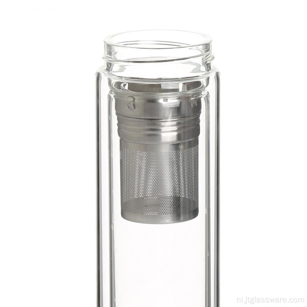 Milieuvriendelijke glazen waterfles met 304 roestvrijstalen filter