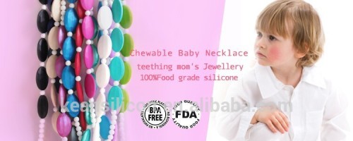 China Manufacturer BPA Free Food Grade Silicone Chew Bead Necklace/Bead Crochet Necklace