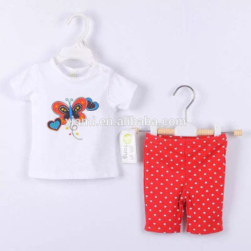 most popular Country Style loving heart stripe beautiful buffterfly pattern 2 piece affordable baby clothes