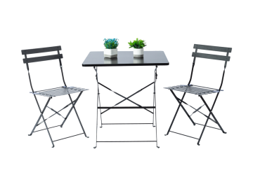 Outdoor Set Stretched Square Table and Slat Chairs