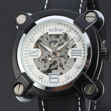 personalized domed watch glass mechanical watch skeleton design