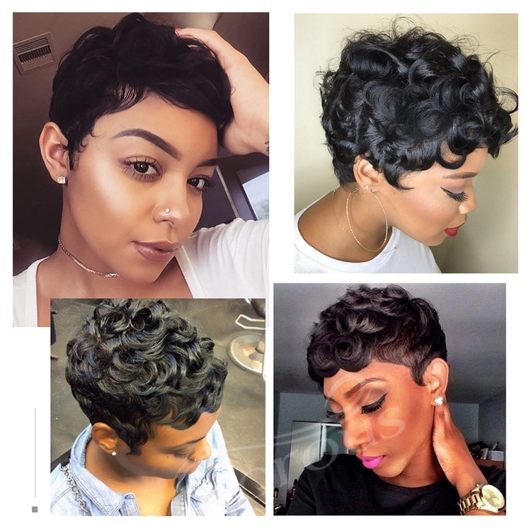 Glueless Short Cheap Wholesale Vendors Brazilian Natural Pixie Cut 10A Wig For Black Women 100% Natural Raw Human Hair Wigs