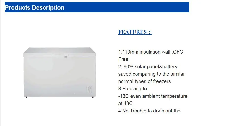 12V DC Electric Appliance Solar Power Deep Chest Freezer