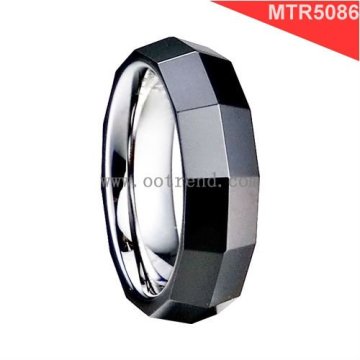 hot sale faceted combination rings,tungstne carbide and black ceramic rings