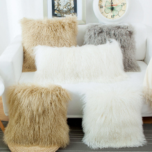 Top quality 100% Wool Mongolian Lamb Fur Throw Pillow cushion cover