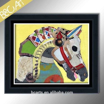 Vivid handmade colorful cartoon horse art painting for kindergarten