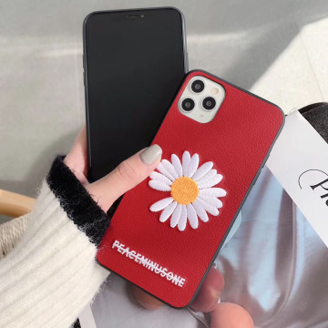 Soft Leather Fragment Flower Phone Case Embroidery