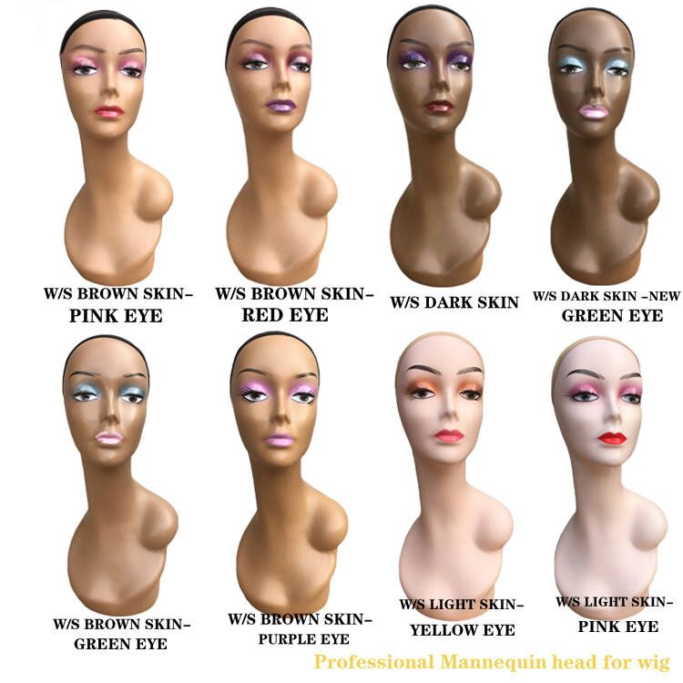 Julianna Black Female Smiling Wig Display Synthetic Hair Mannequin Head With Shoulder For Wig Display