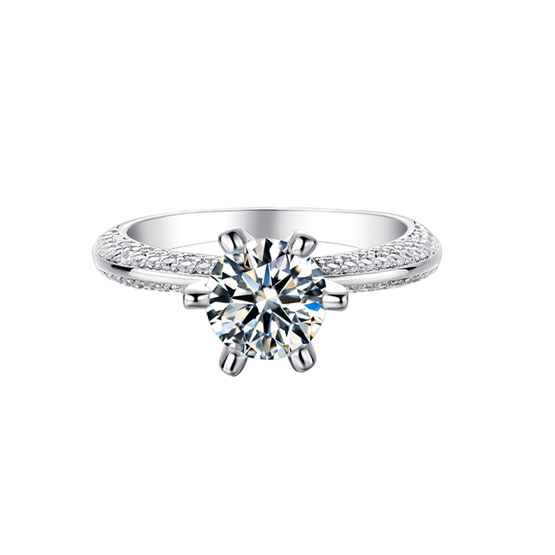 New Arrival S925 Silver Six-prongs Setting Large Moissanite Multiple Diamonds Wedding Engagement Women Gemstone Ring