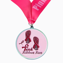 Médaille de course de ruban rose de forme ronde personnalisée