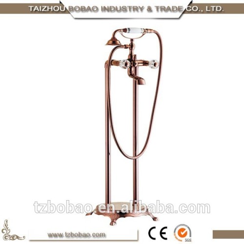 High Quality Bathroom Accessories Double Handle Rose Gold Floor Standing Faucet