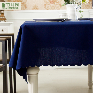 China Manufacturer Navy Blue Printed 100% Polyester Table Cloth