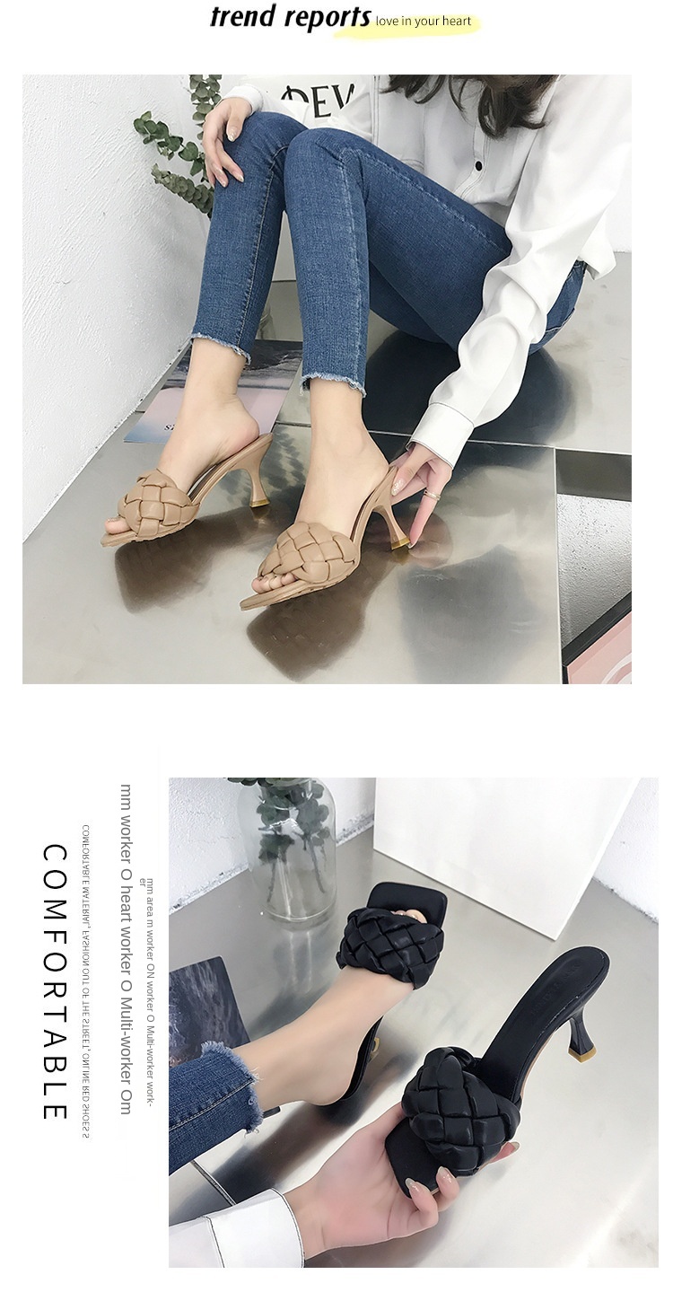 2021 Weaving Style Fashionable Girls Footwear Summer Sandals For ladies Slipper High-Heeled Sandals women slippers