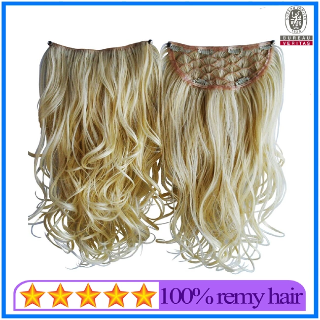 Quality Guaranteed Blond Color 20inch Szie 100g Weight Curly Wave Human Hair Virgin Hair Multi Layers Clip Hair Extensions Remy Quality Hair