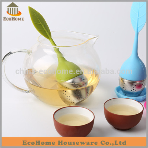 EC009AM Tea Infuser Leaf Strainer Handle with Steel Ball Silicone Leaf Lid