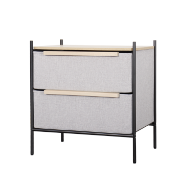Modern Grey Fabric Chest with 2 Drawers - Bedroom Dresser or Mini Dresser