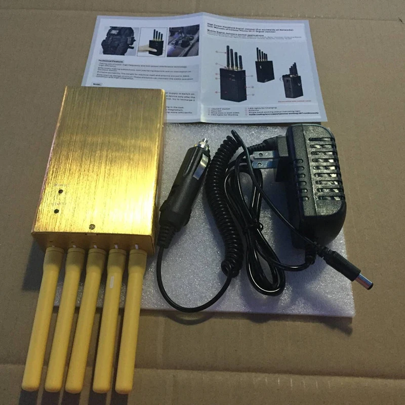 Portable Golden 3G Cellular Phone Signal Jammer WiFi GPS Jammer