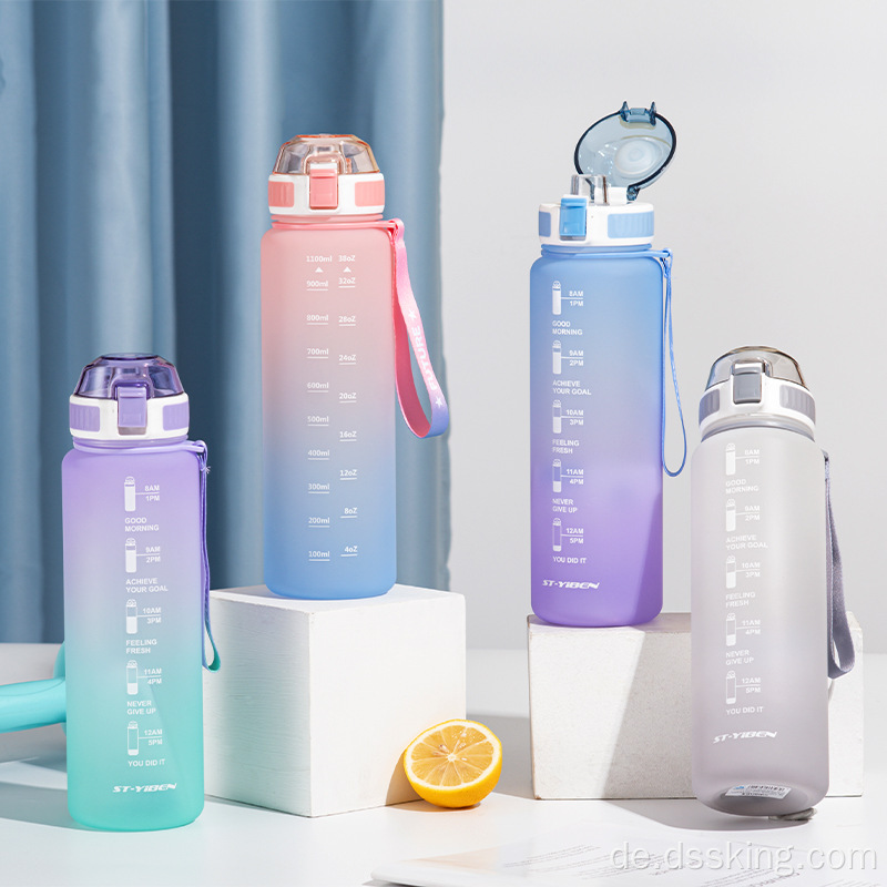 BPA Free Water Flasche Leckdelke Plastikflasche mit Timermarkierungen