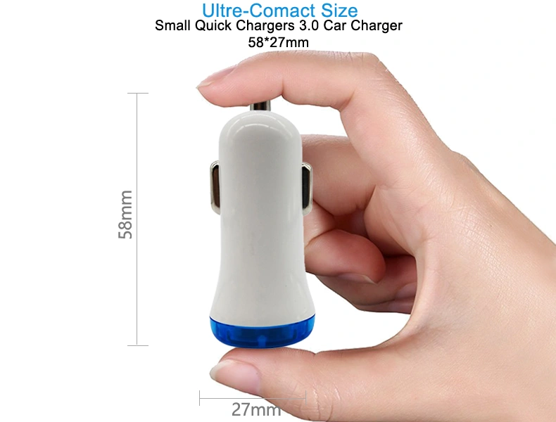 QC 3.0 Dual USB Car Charger with Bright Lamp Ring