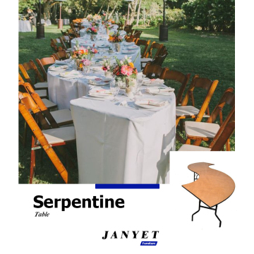 Wholesale Outdoor Banquet Event Plywood Folding Serpentine Table Wedding