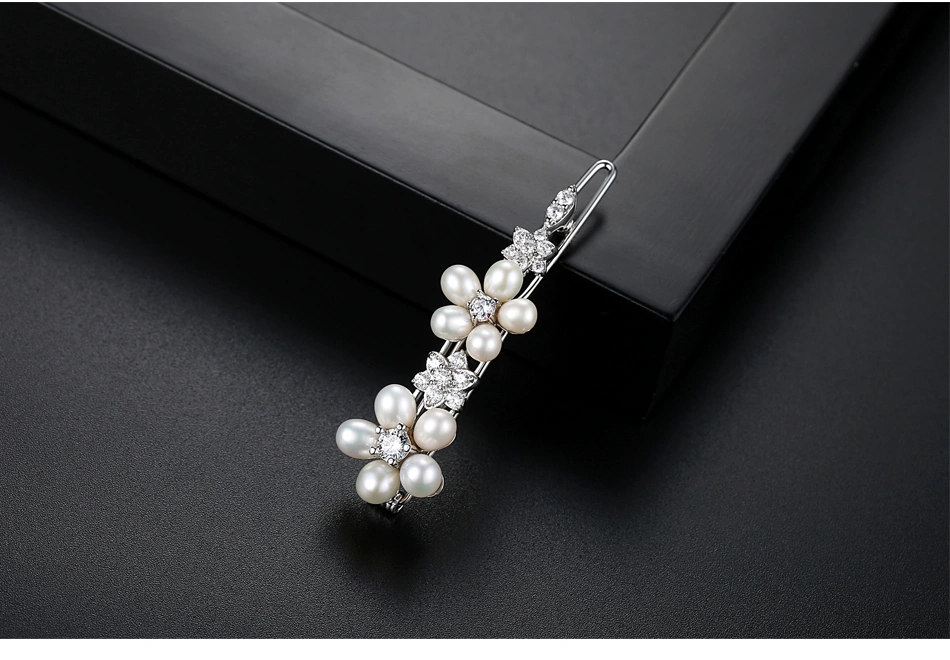 Luxury Freshwater Pearls Flower CZ Bridal Hair Clips Hair Accessories