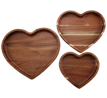 Heart shape wooden fruit tray