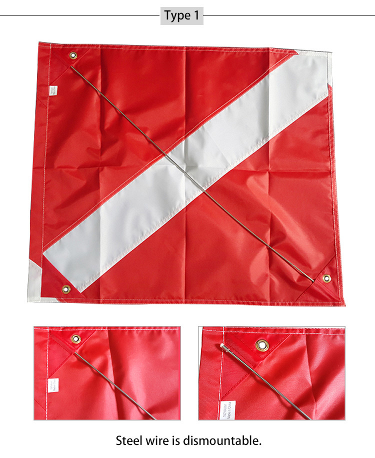 Customize Nylon Diving Red And White Flag