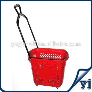 Two handle wheeled shopping basket/wholesale shopping baskets/plastic shopping basket