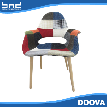 Hot selling patchwork armchair with OEM wooden legs dining chair