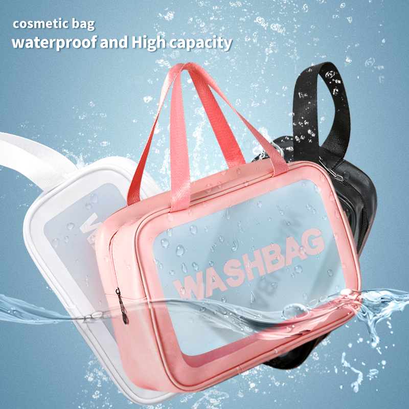 2022 Custom Logo Travel Beach Trendy Women Clear Transparent Cosmetic Makeup Bags Kit Portable Hanging Toiletry Pouch Bag Men