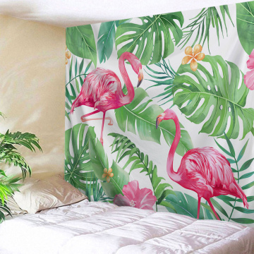 Pink Flamingo Tapestry Palm Leaf Wall Hanging Green Plants Tapestry for Livingroom Bedroom Home Dorm Decor