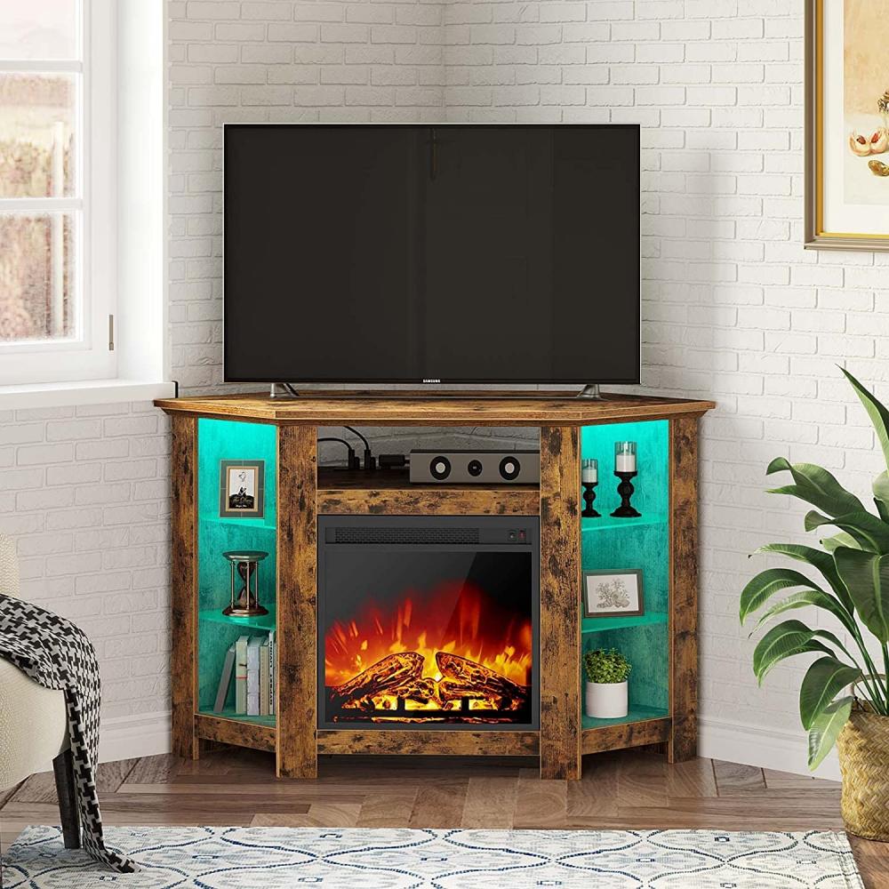 Fireplace Corner TV unit with led light