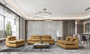 Adjustable Sofa Set with Manual Headrest and Armrest