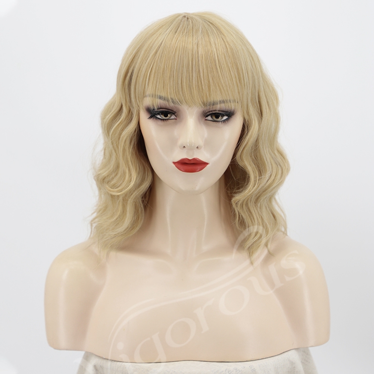 Wholesale Good Quality High Temperature Fiber Supplies Blonde Bob Cut Short Synthetic Afro Kinky Wig