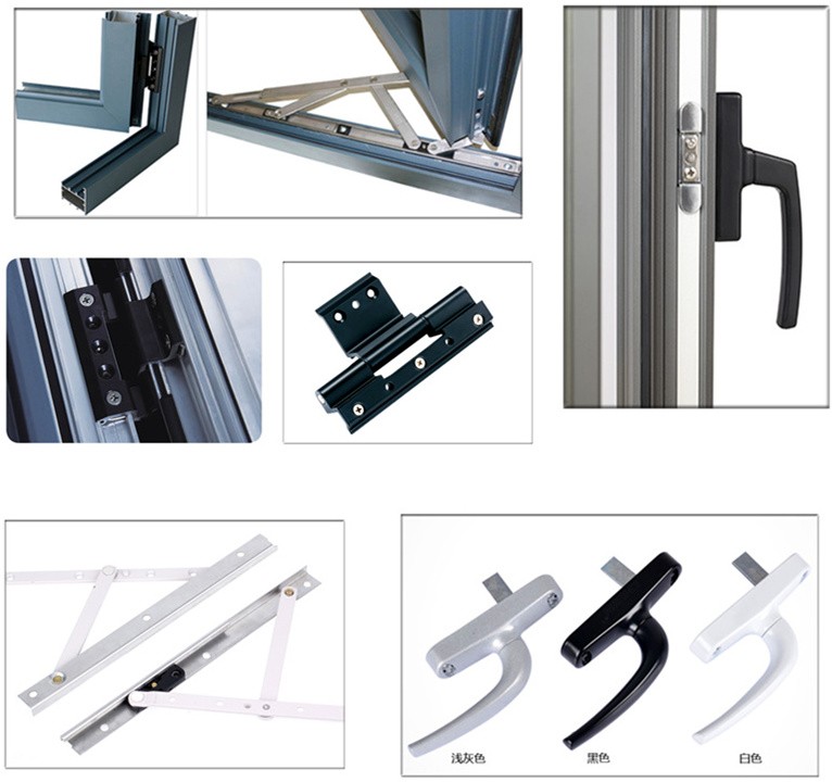 Soundproof house window design 3 panels aluminum awning window