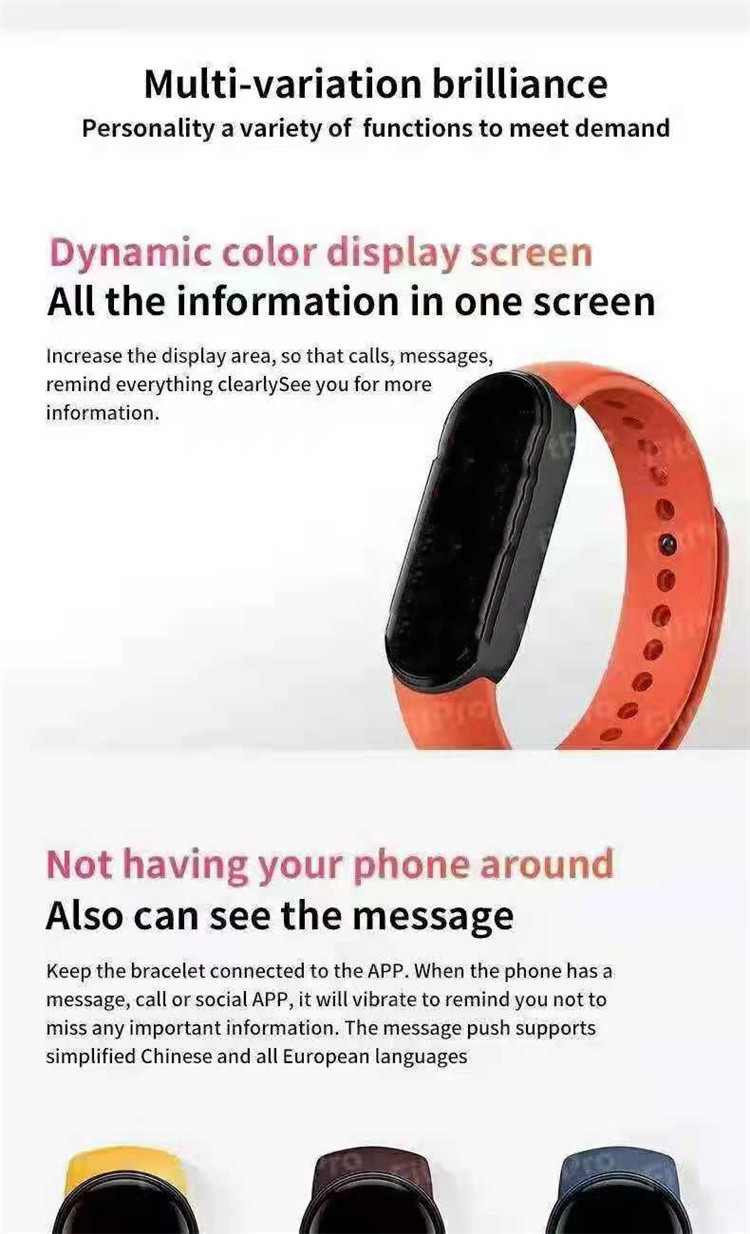 2021 Último estado de la pantalla del fitness de la salud M6 Smart Bracelet Sports Pedómetro Reloj Smartwatch M6